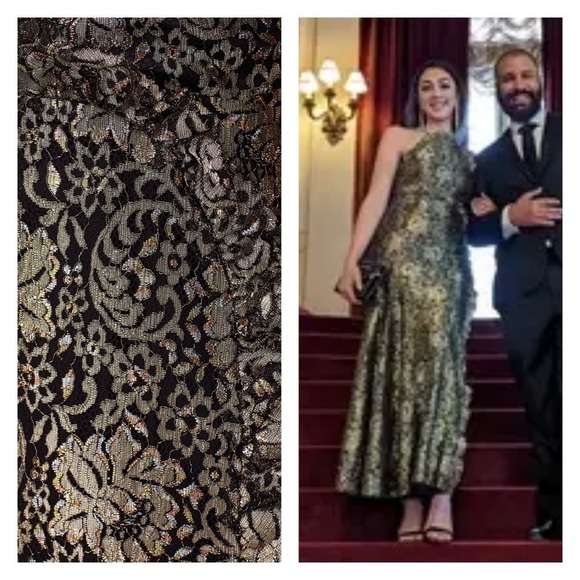 NWT ALICE MCCALL Distant Realms Maxi Gown Black Gold Metallic Lace Size US 0 - Picture 2 of 10